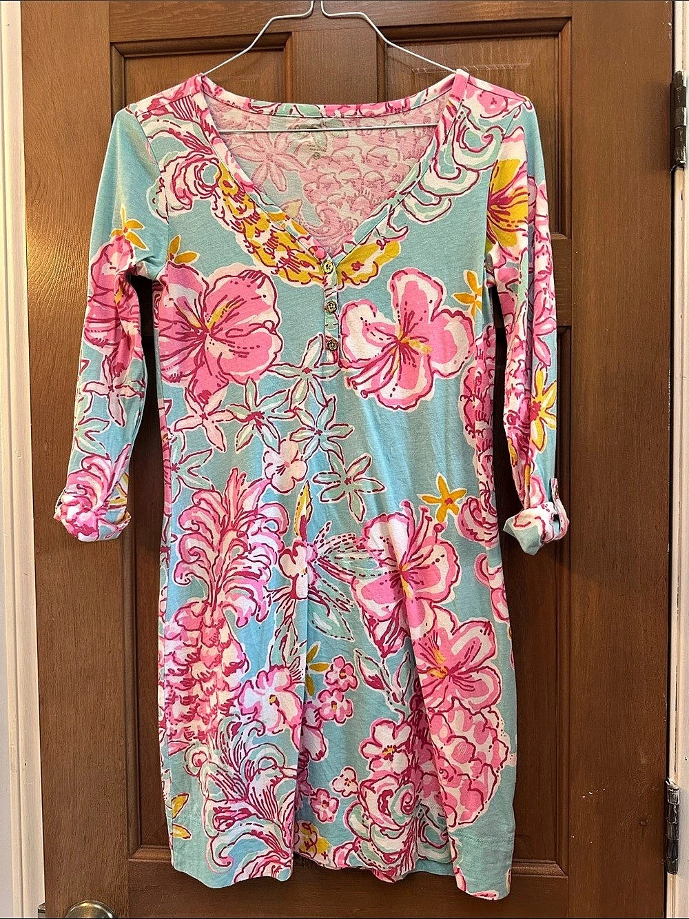 Lilly Pulitzer Floral Mini Dress in Blue & Pink Size Small